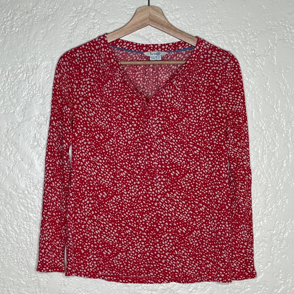 Boden Women's Pink Printed V-Neck Audrey Long Sleeve Top Size 2